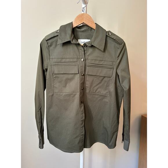 Ba&sh Khaki Utility Shirt, Size Small - Picture 1 of 5